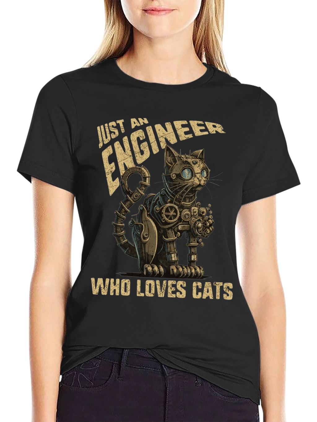 Engineer Cat Lover T-Shirt - Steampunk Style