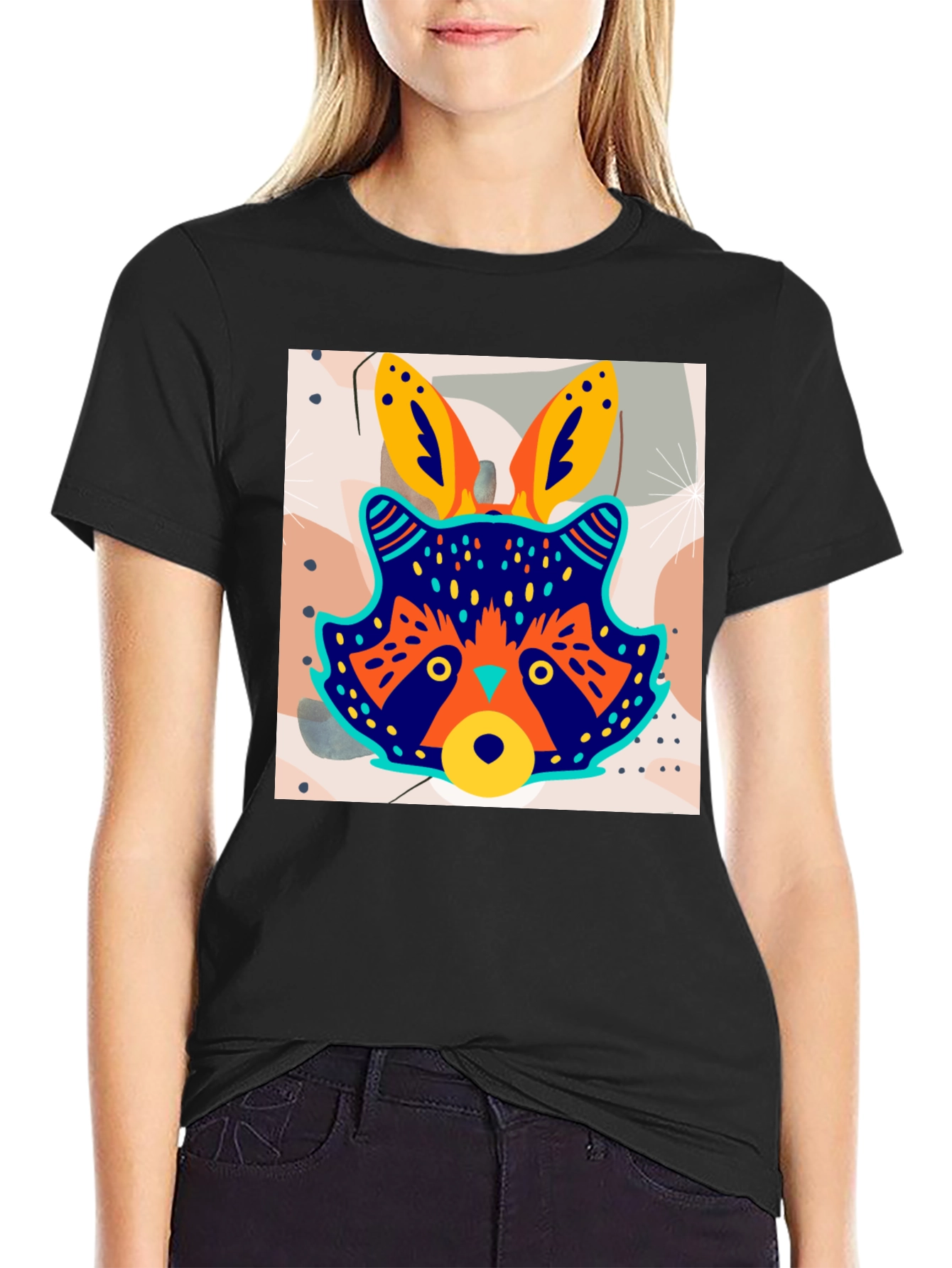 Funky Raccoon Graphic Tee - Stylish Mens Black T-Shirt