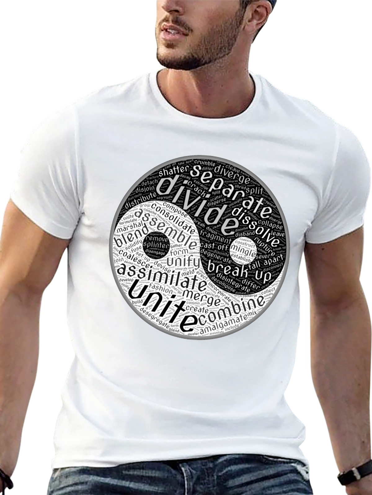 Yin Yang Word Art Graphic T-Shirt