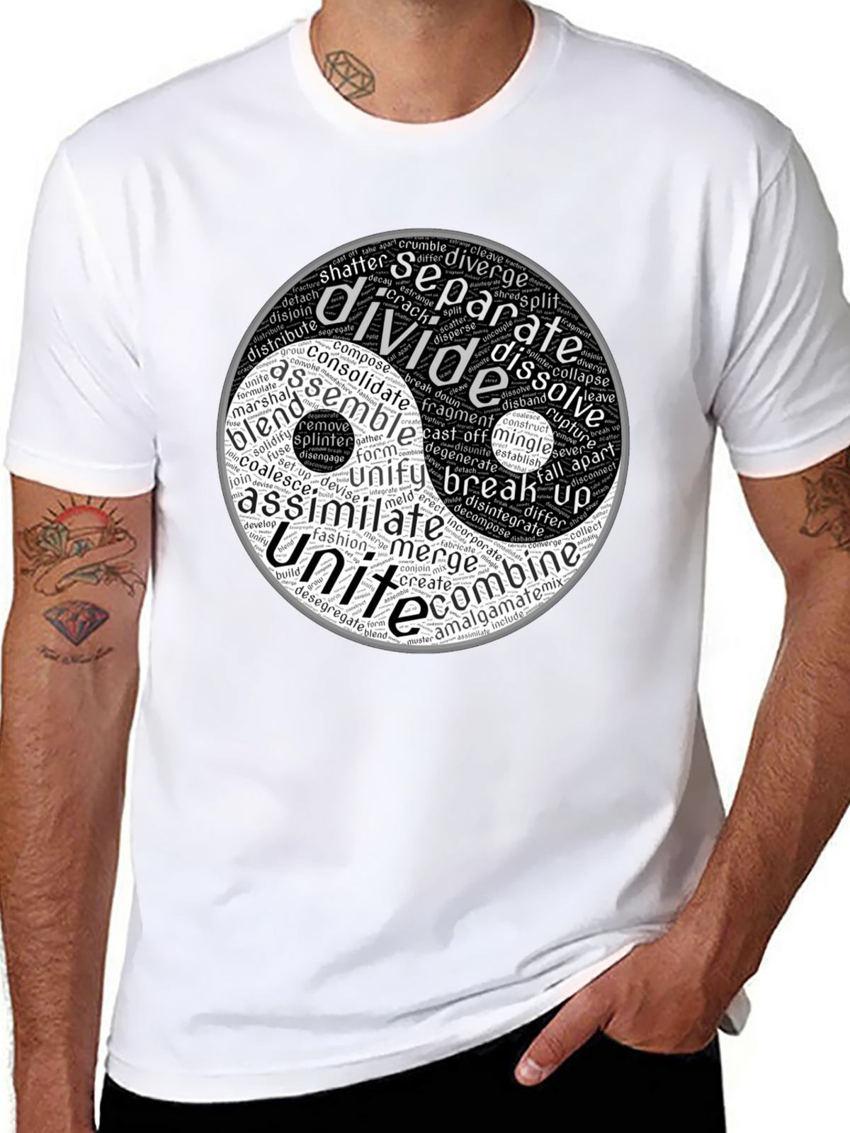 Yin Yang Word Art Graphic T-Shirt
