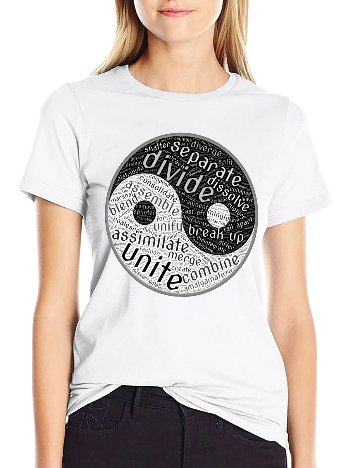 Yin Yang Word Art Graphic T-Shirt
