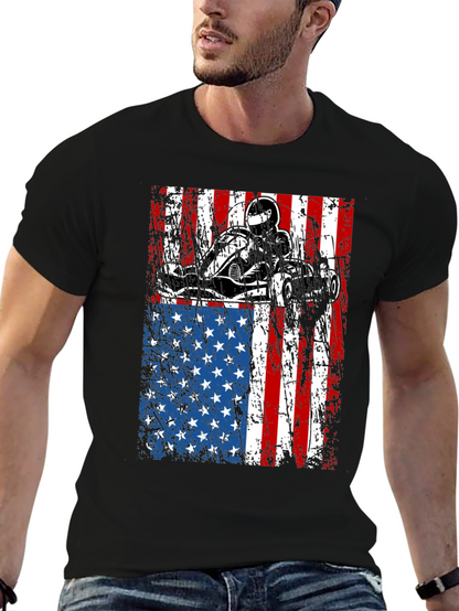 Go Kart USA Flag Graphic Tee - Black