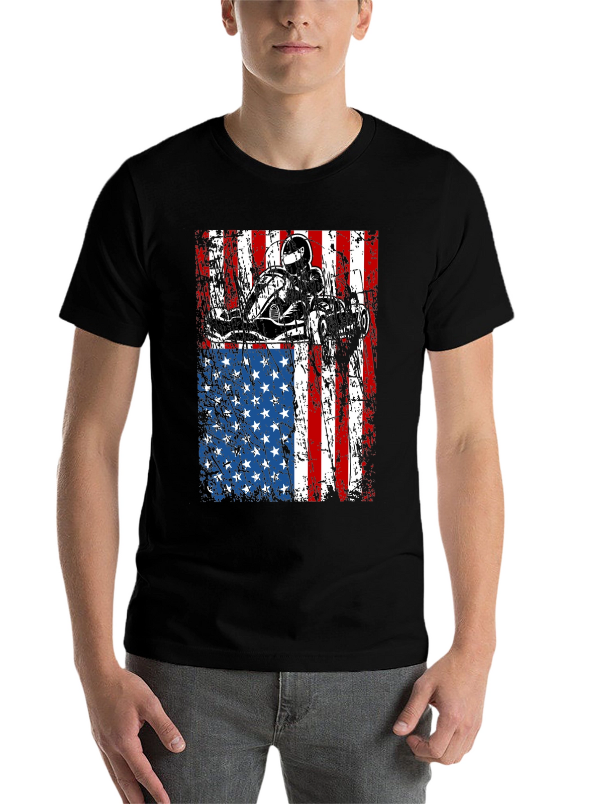 Go Kart USA Flag Graphic Tee - Black