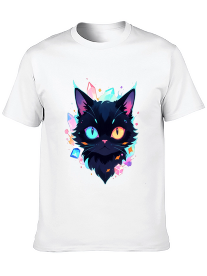 Mystic Cat Graphic Tee - Unique Heterochromia Design