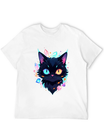 Mystic Cat Graphic Tee - Unique Heterochromia Design