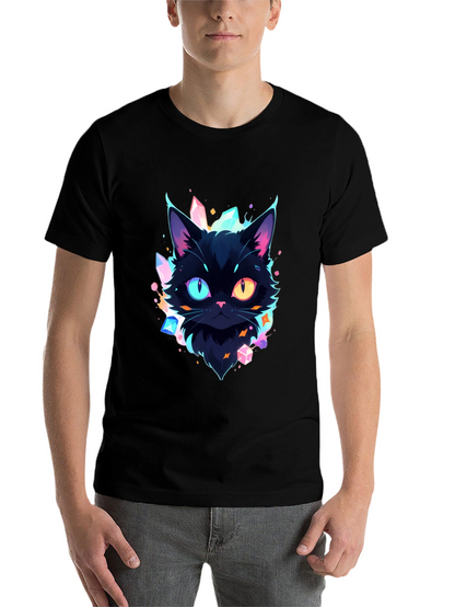 Mystic Cat Graphic Tee - Unique Heterochromia Design