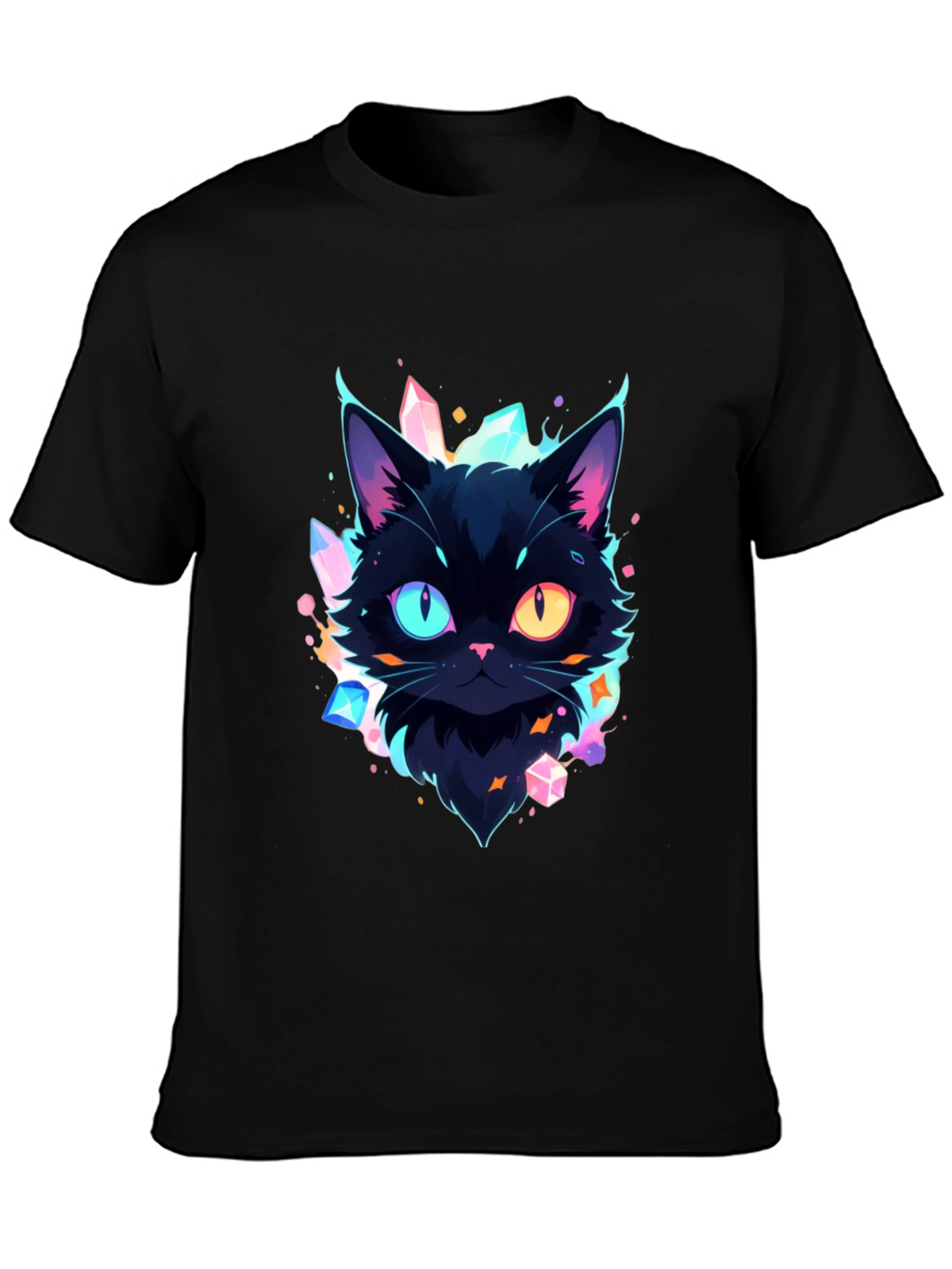 Mystic Cat Graphic Tee - Unique Heterochromia Design