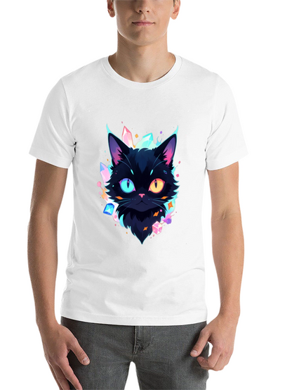 Mystic Cat Graphic Tee - Unique Heterochromia Design
