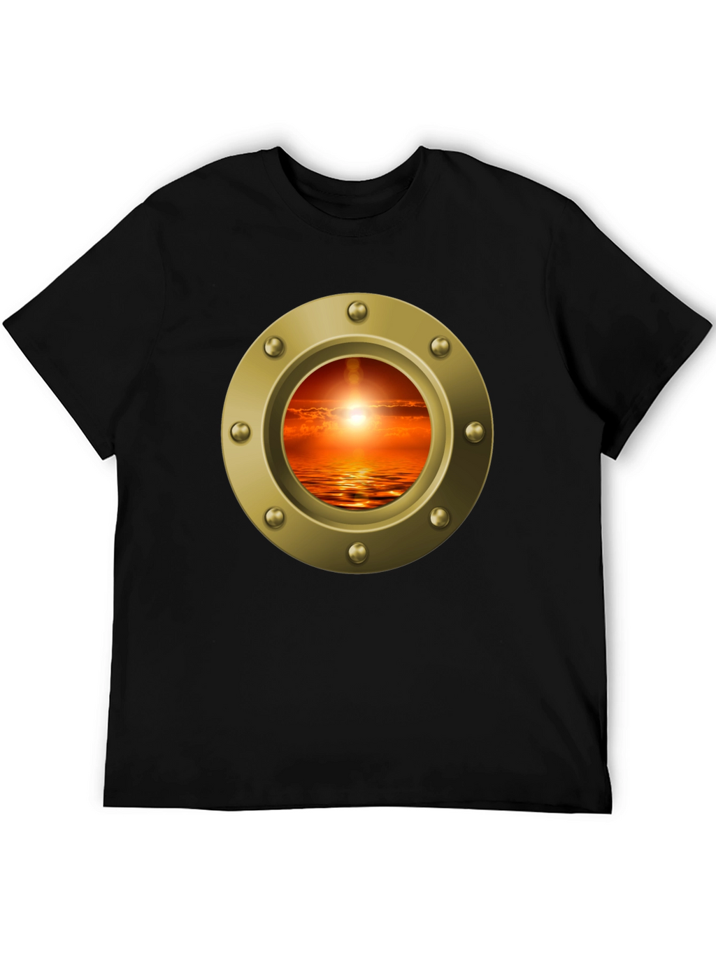 Nautical Porthole Sunset T-Shirt - Ocean View Tee
