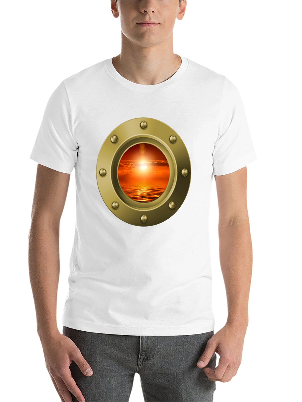 Nautical Porthole Sunset T-Shirt - Ocean View Tee