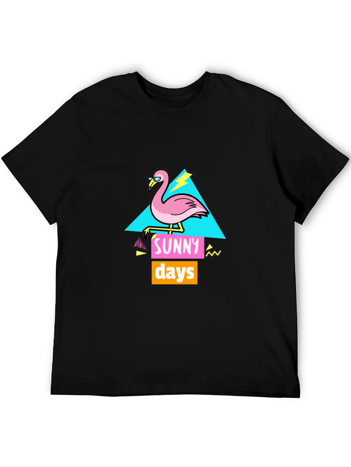 Sunny Days Flamingo Graphic T-Shirt - Black