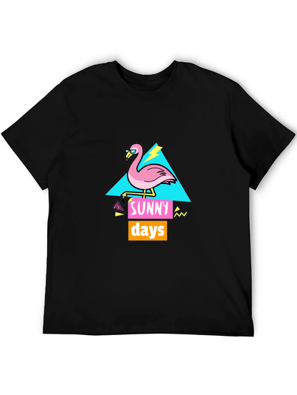 Sunny Days Flamingo Graphic T-Shirt - Black