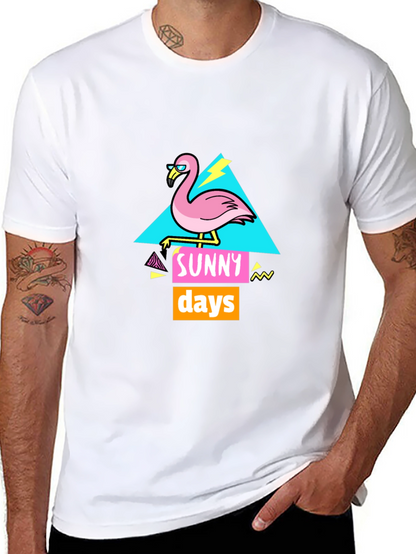 Sunny Days Flamingo Graphic T-Shirt - Black