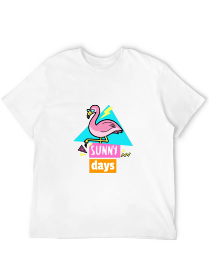 Sunny Days Flamingo Graphic T-Shirt - Black