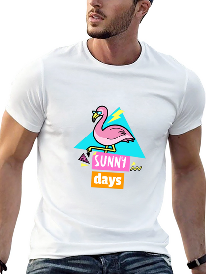 Sunny Days Flamingo Graphic T-Shirt - Black