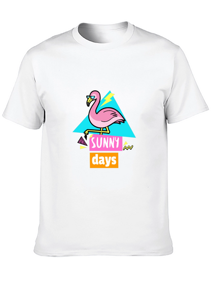 Sunny Days Flamingo Graphic T-Shirt - Black