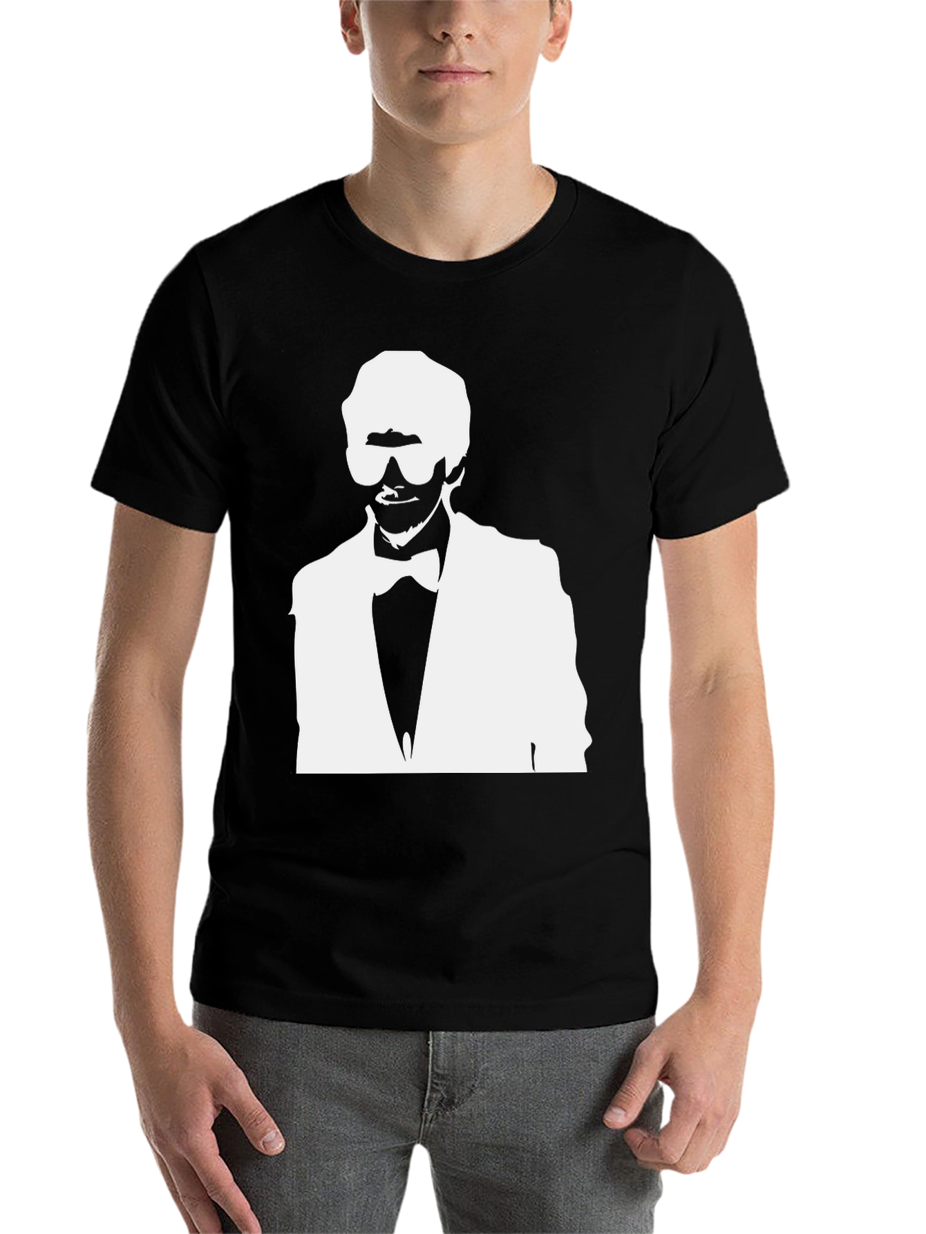 Stylish Black T-Shirt with White Silhouette Graphic