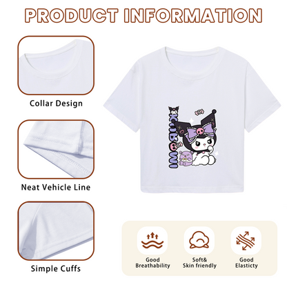 Galaxy Neon Glow Hello Kitty Black Crop Tee