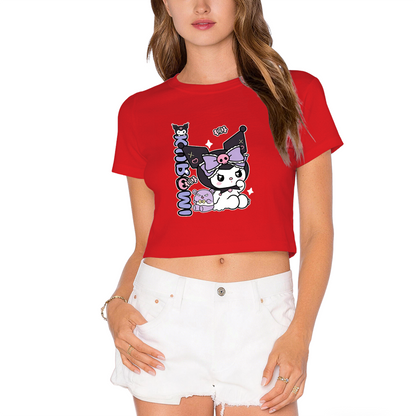 Galaxy Neon Glow Hello Kitty Black Crop Tee