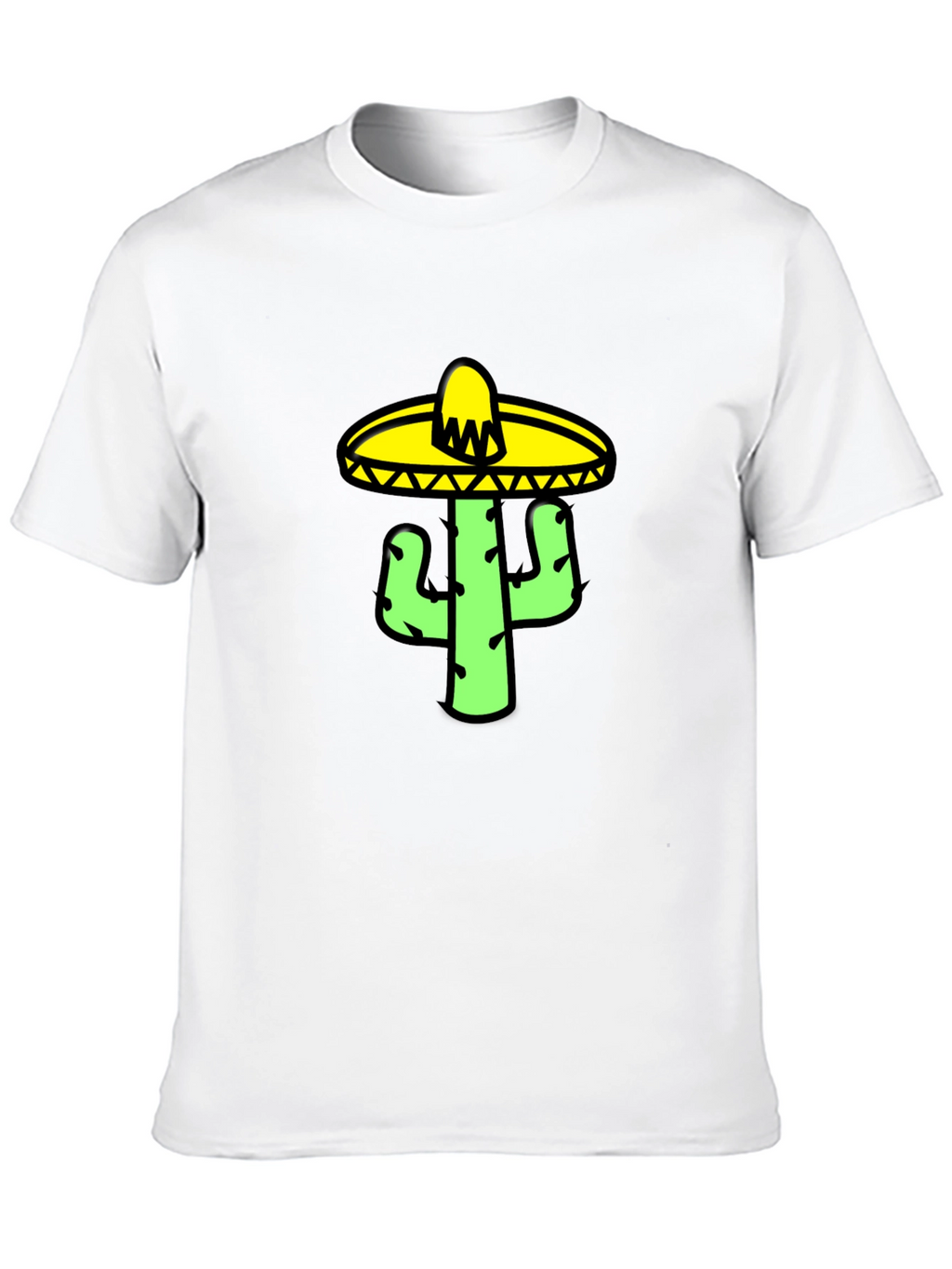 Cactus Sombrero Graphic Tee - Black Cotton T-Shirt