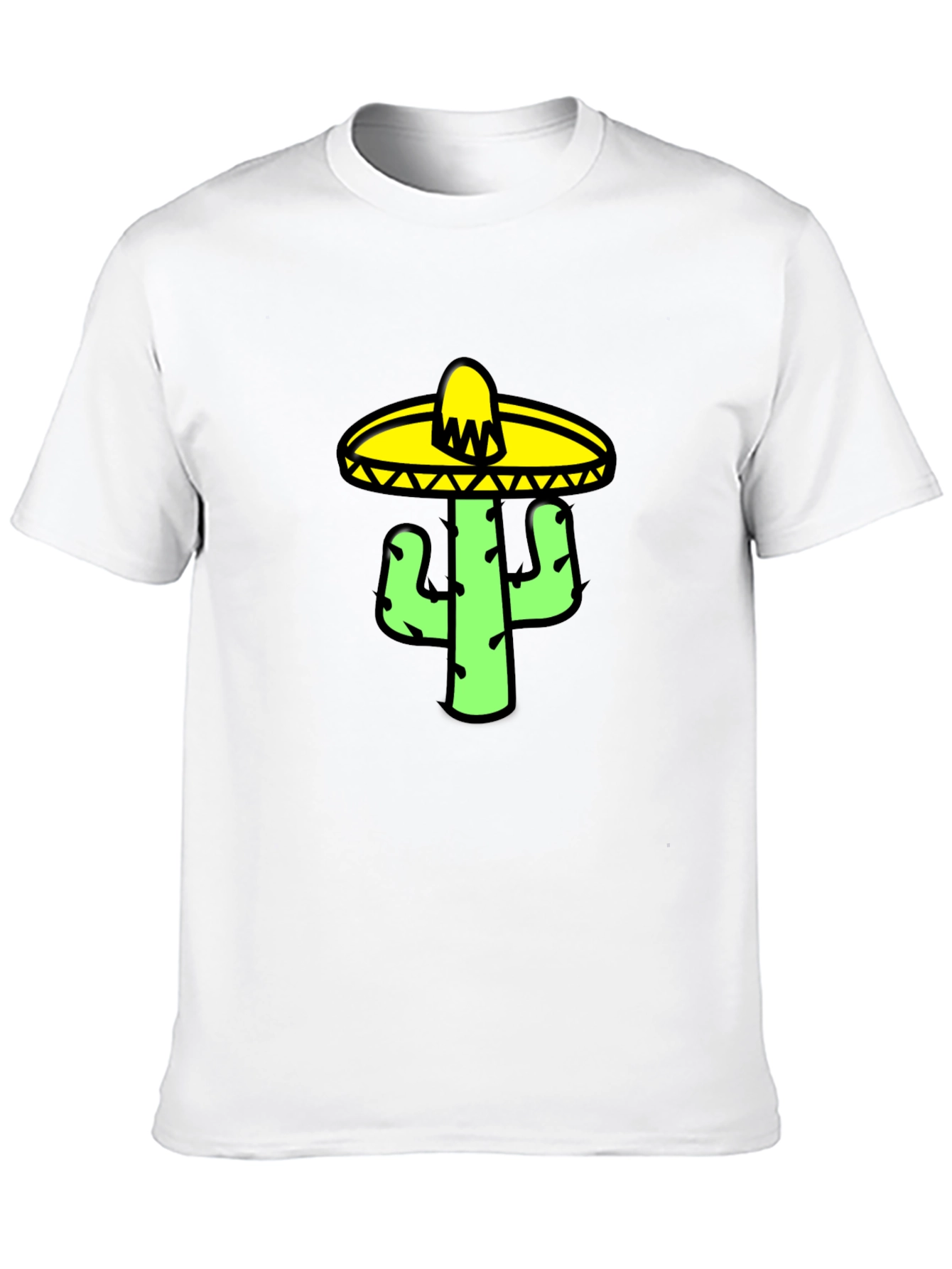 Cactus Sombrero Graphic Tee - Black Cotton T-Shirt