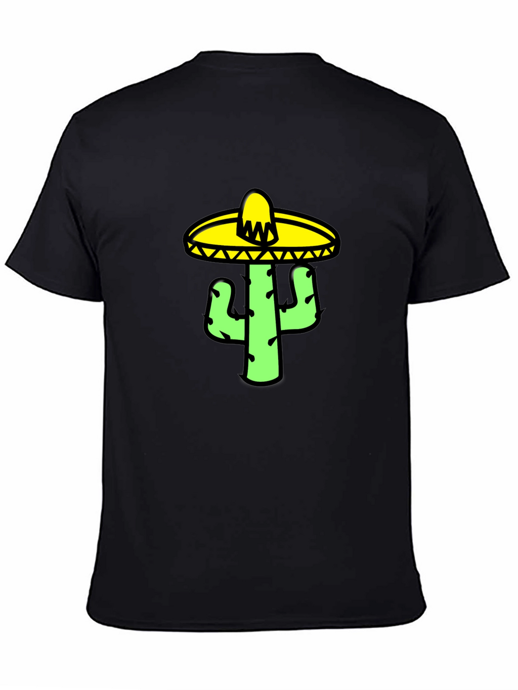 Cactus Sombrero Graphic Tee - Black Cotton T-Shirt