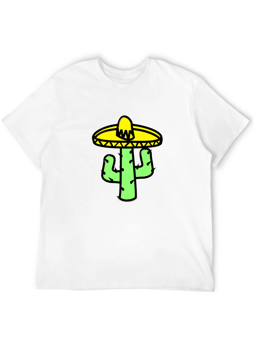 Cactus Sombrero Graphic Tee - Black Cotton T-Shirt