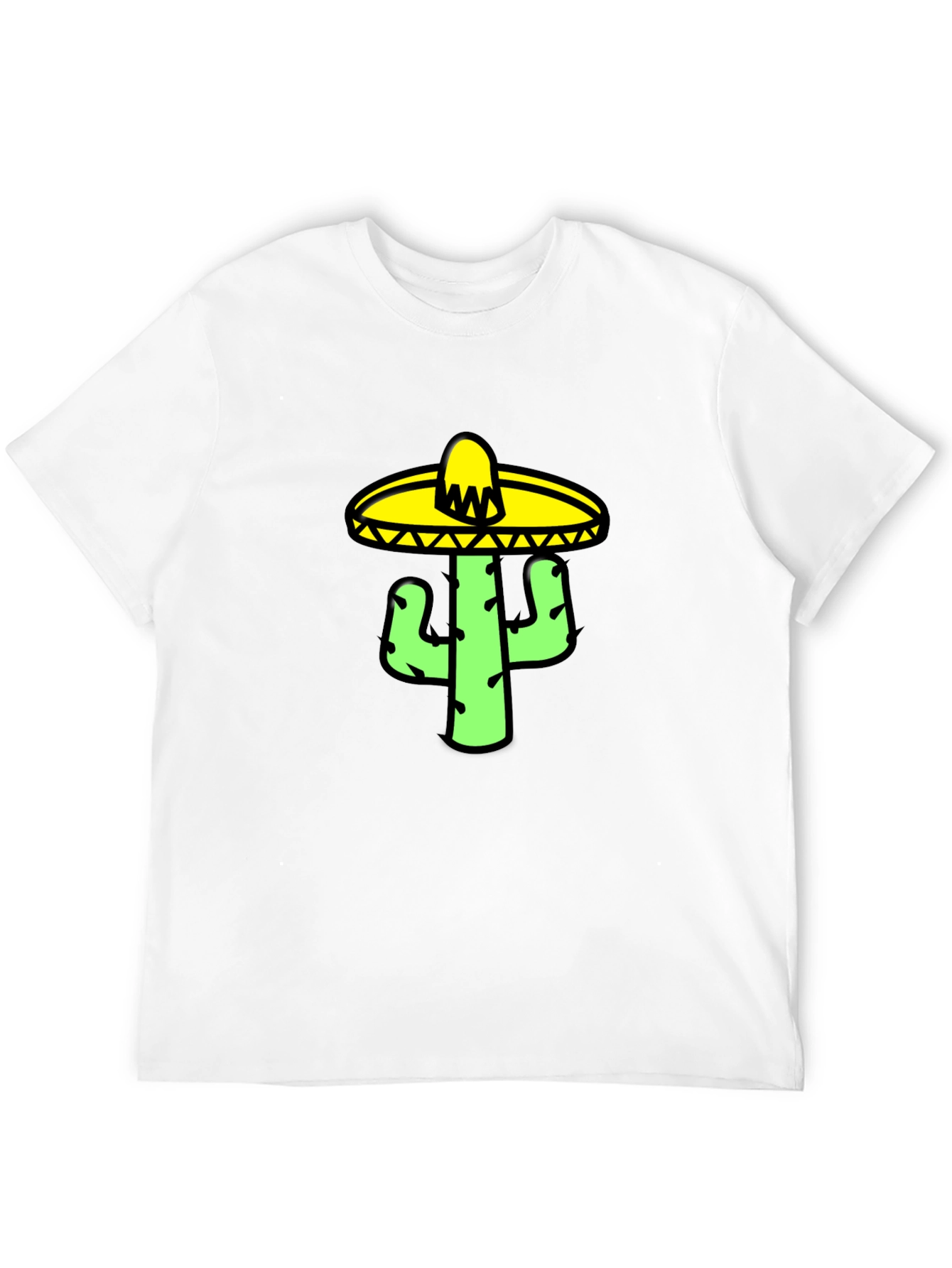 Cactus Sombrero Graphic Tee - Black Cotton T-Shirt
