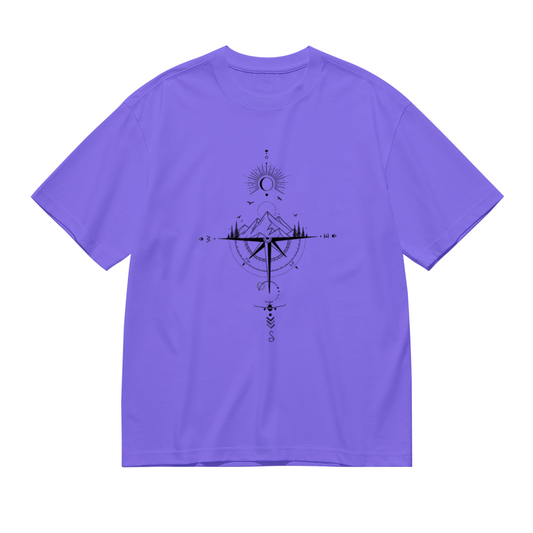 Boho Mountain Compass Sun Moon Wanderlust Travel Tee