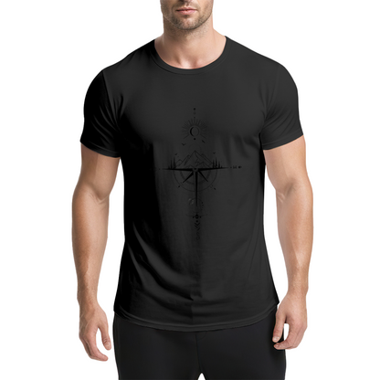 Boho Mountain Compass Sun Moon Wanderlust Travel Tee