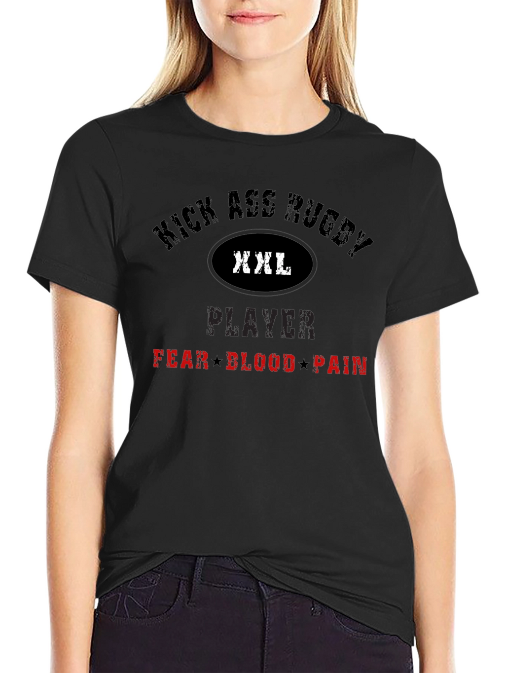 Kick Ass Rugby Player Graphic T-Shirt
