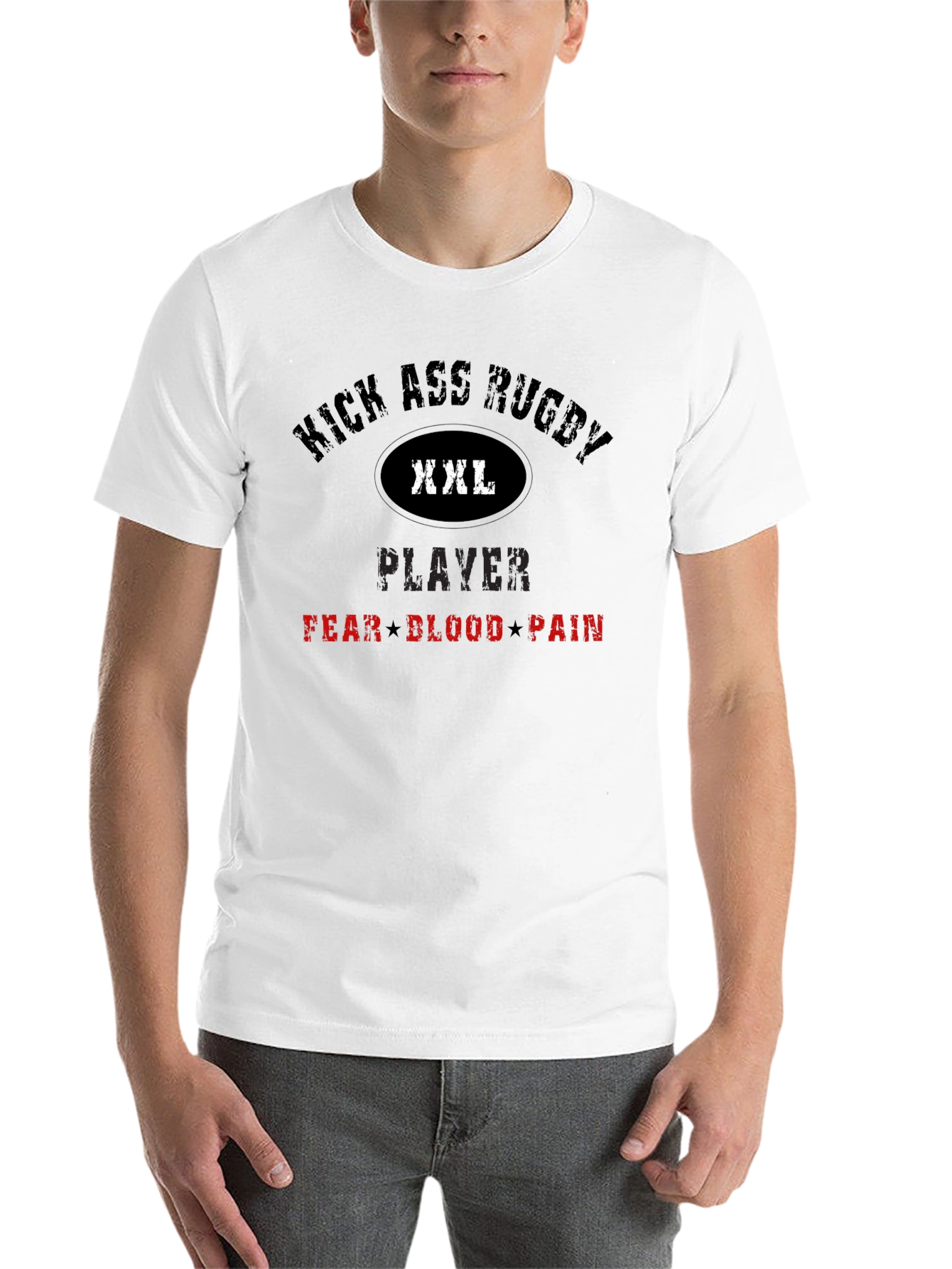 Kick Ass Rugby Player Graphic T-Shirt