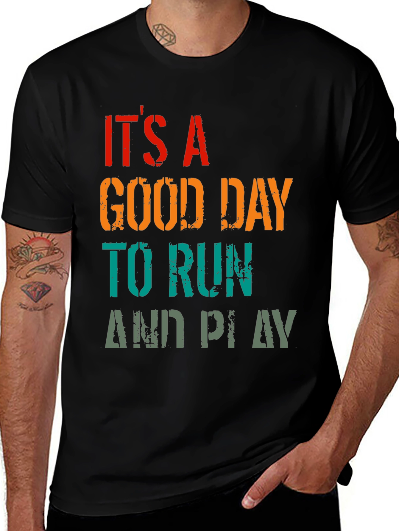 Its a Good Day To Run And Play Black T-Shirt