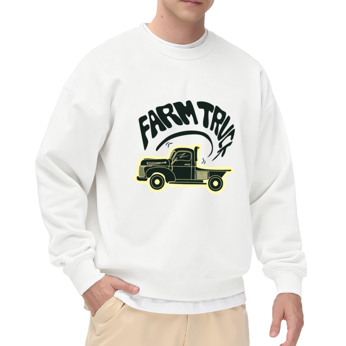 Farm Truck Sweatshirt | Vintage Old Pickup Graphic Crewneck, Retro Country Farm Life Pullover Top, Rustic Trucker Gift for Men Women