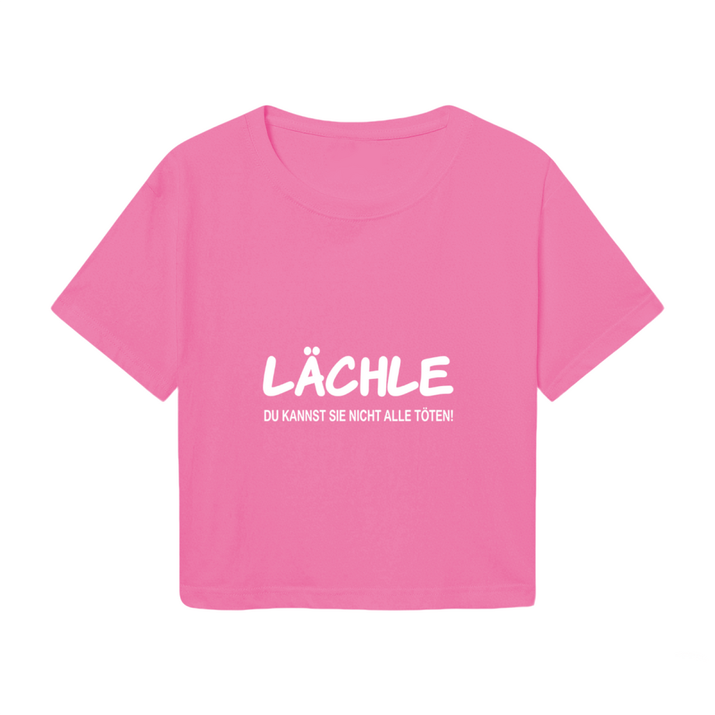 Cool German L?chle Slogan Minimal Hot Pink Crop Top