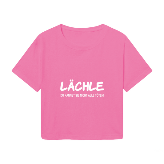 Cool German L?chle Slogan Minimal Hot Pink Crop Top