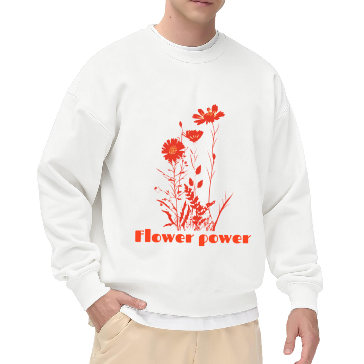 Flower Power Wildflower Bouquet Retro Crewneck Sweatshirt | Botanical Boho Floral Graphic Pullover, Nature Lover Gift