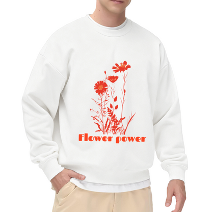 Flower Power Wildflower Bouquet Retro Crewneck Sweatshirt | Botanical Boho Floral Graphic Pullover, Nature Lover Gift