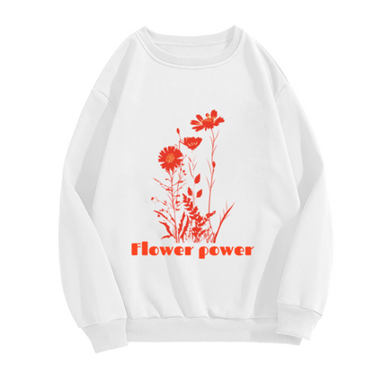 Flower Power Wildflower Bouquet Retro Crewneck Sweatshirt | Botanical Boho Floral Graphic Pullover, Nature Lover Gift
