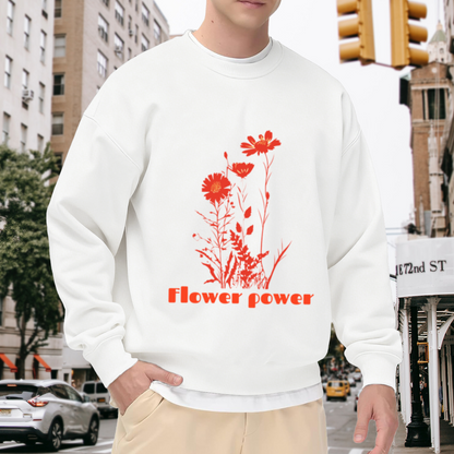 Flower Power Wildflower Bouquet Retro Crewneck Sweatshirt | Botanical Boho Floral Graphic Pullover, Nature Lover Gift