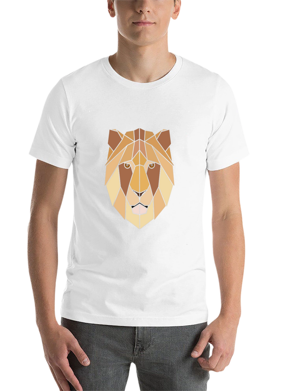 Geometric Lion Graphic Print Black T-Shirt