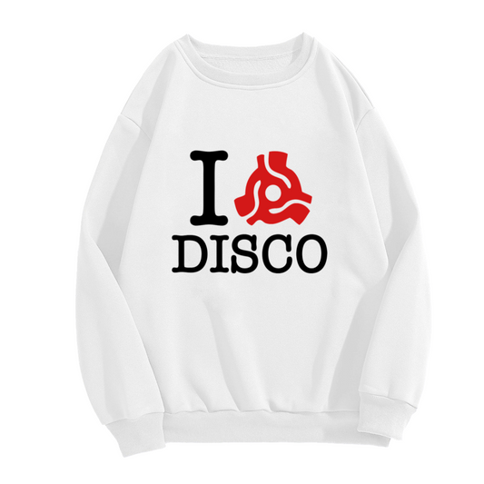 I Disco Retro Groovy Crewneck Sweatshirt, Vintage 70s Dance Music Graphic Pullover, Disco Party Lover Gift Idea