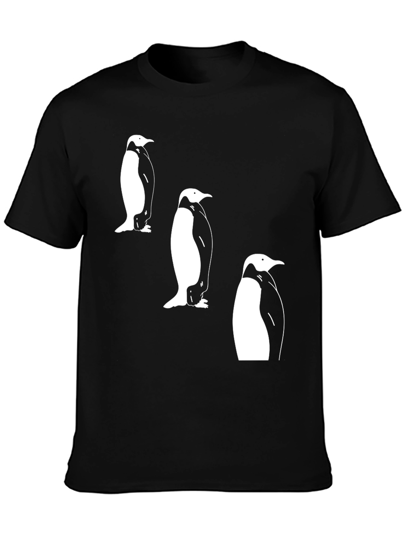 Penguin Trio Graphic Tee - Black Cotton T-Shirt