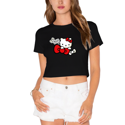 Jack Skellington Christmas Theme Red Crop Top Funny Holiday Graphic Tee