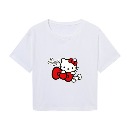 Jack Skellington Christmas Theme Red Crop Top Funny Holiday Graphic Tee