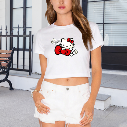 Jack Skellington Christmas Theme Red Crop Top Funny Holiday Graphic Tee