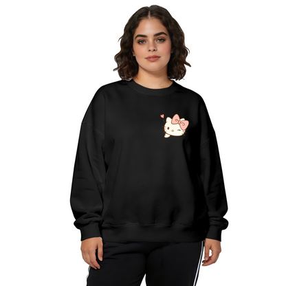 Small Chest Print Wink Hello Kitty Stylish Crewneck Sweatshirt