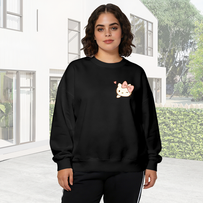 Small Chest Print Wink Hello Kitty Stylish Crewneck Sweatshirt