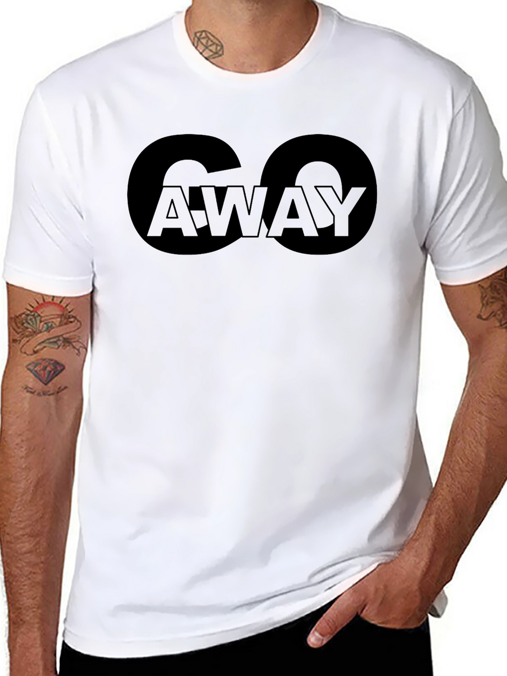 Go Away Graphic T-Shirt - Black Crew Neck Tee