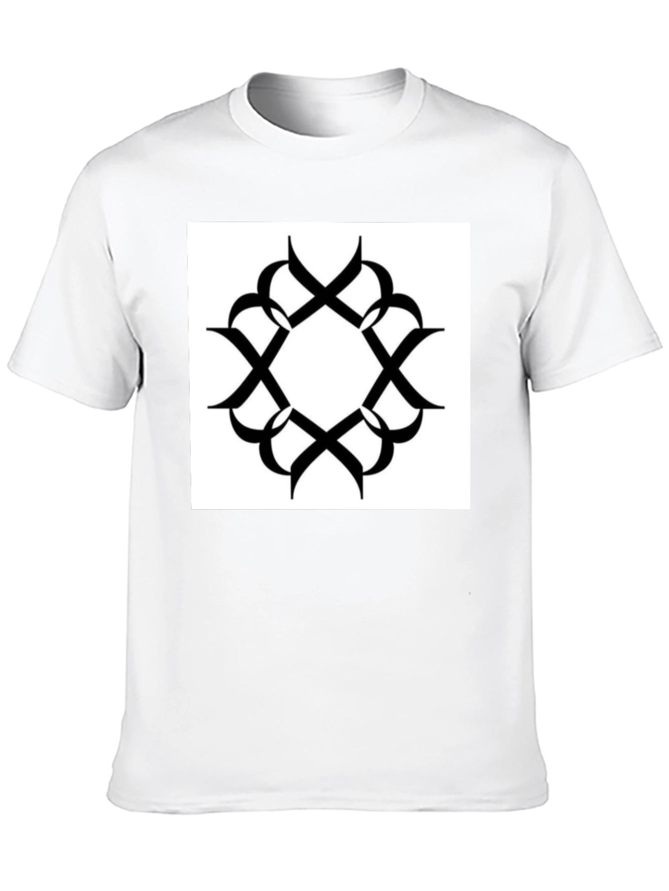 Black T-Shirt with Geometric Print